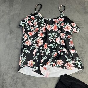 B2PRITY Tankini Swimsuit Womens 18W Floral Ruffle Top Shorts Plus Size Swimwear